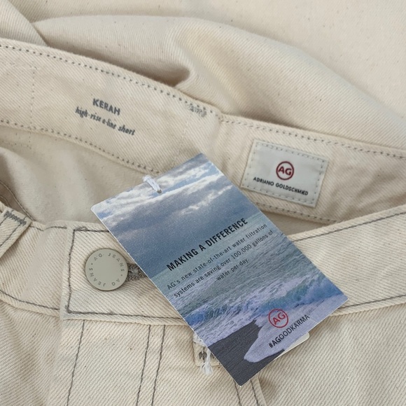 Ag Adriano Goldschmied Kerah high rise long shorts denim tan cotton women new 25 - Picture 5 of 6